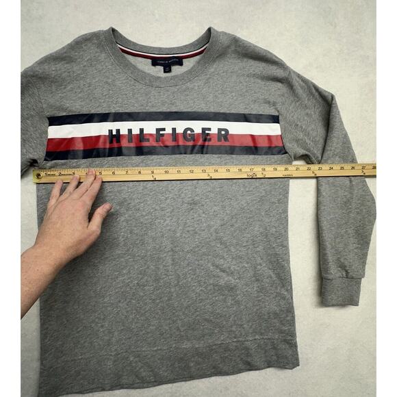 Tommy Hilfiger Mens S Sweatshirt Logo‎ Flag Knit Pullover Gray Crewneck - Picture 4 of 8